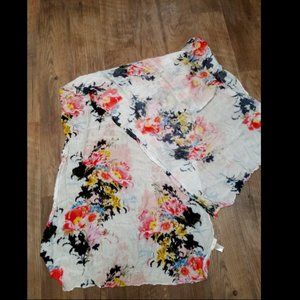 White Floral Scarf